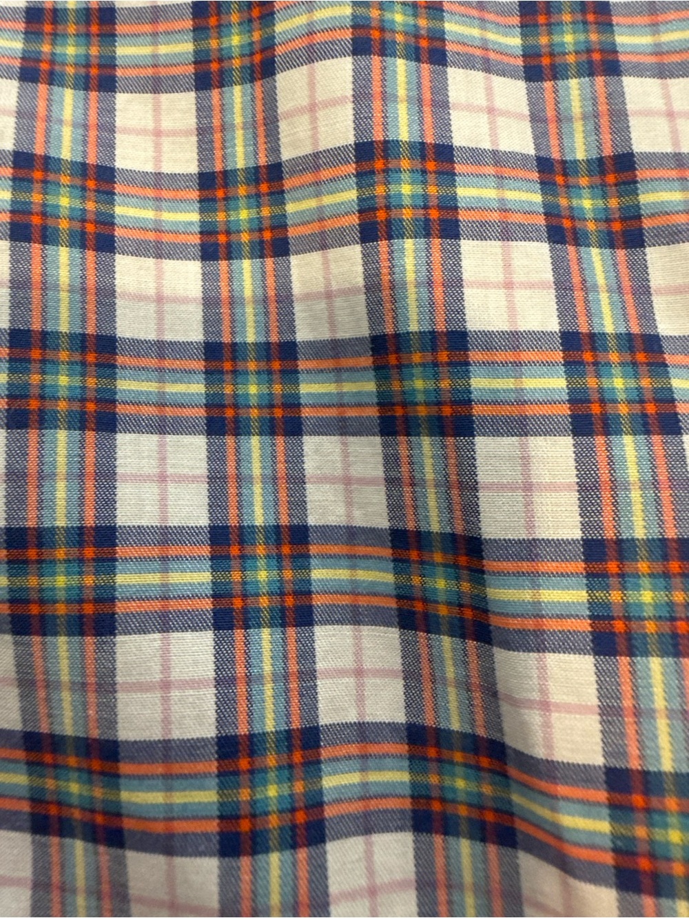 Eton green/yellow/red plaid slim fit shirt 17 inch collar